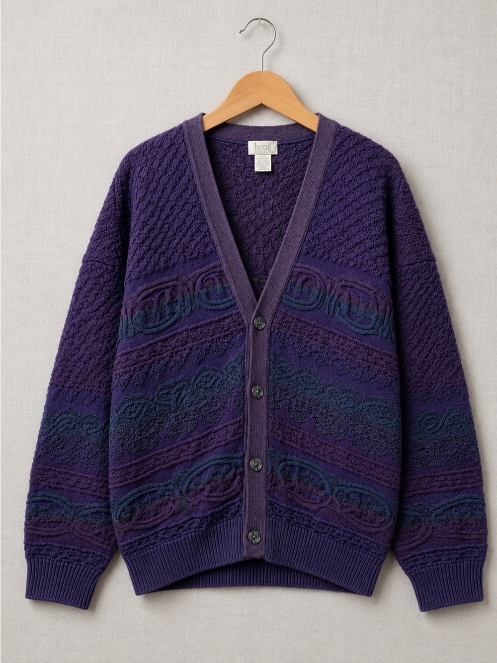 Vintage Tosani Purple Textured 3D Knit Button-Front Cardigan
